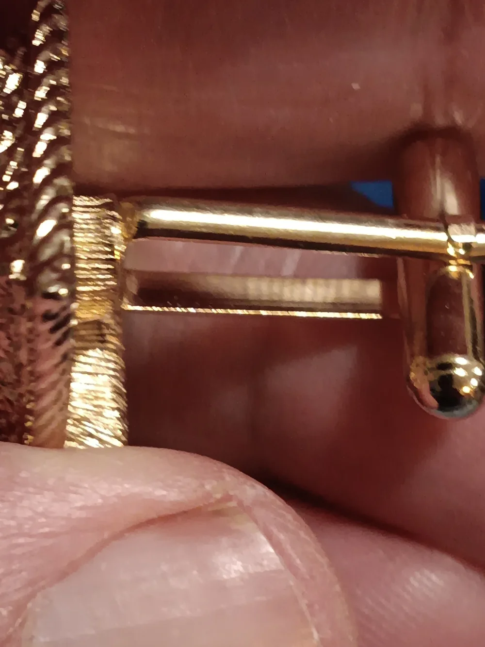 Swank Gold Tone Brown Stone Cufflinks In Original Box